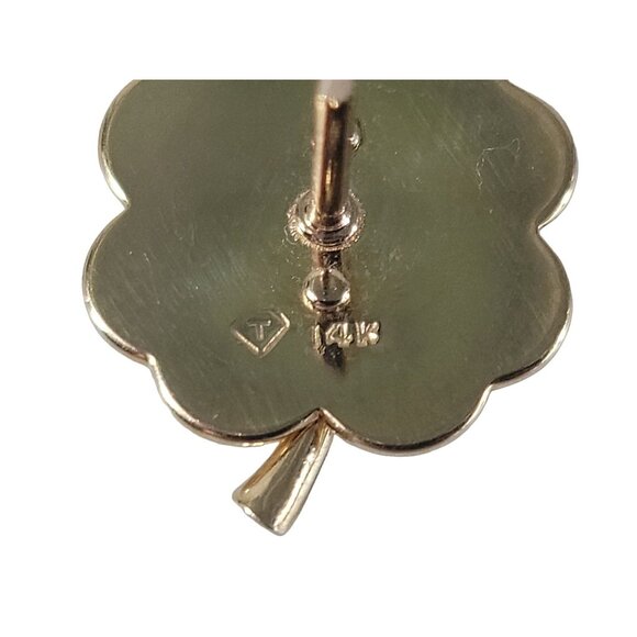 VTG 14kt Solid Yellow Gold Genuine Diamond 4 Leaf Clover Pin Tie Tack 5.48g 10mm - Picture 5 of 13